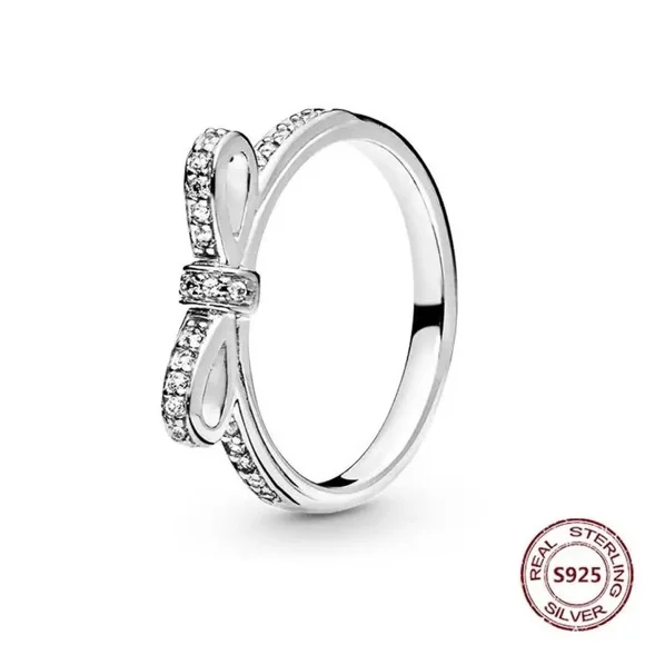 New Sterling Silver Exquisite Classic Bow Stackable Ring, Size 6 - Picture 2 of 9